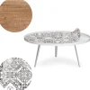 Table basse magnétique ronde à rebord Bipolart Métal Blanc avec 2 Tops style Natural