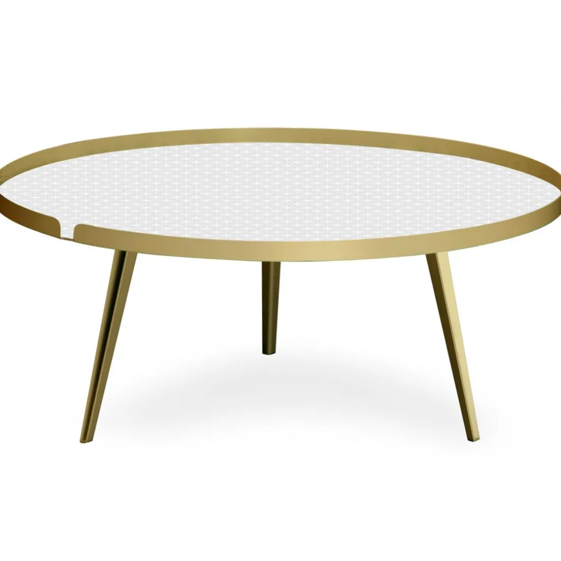 Table basse magnétique ronde à rebord Bipolart Métal Or avec 2 Tops style Scandinave