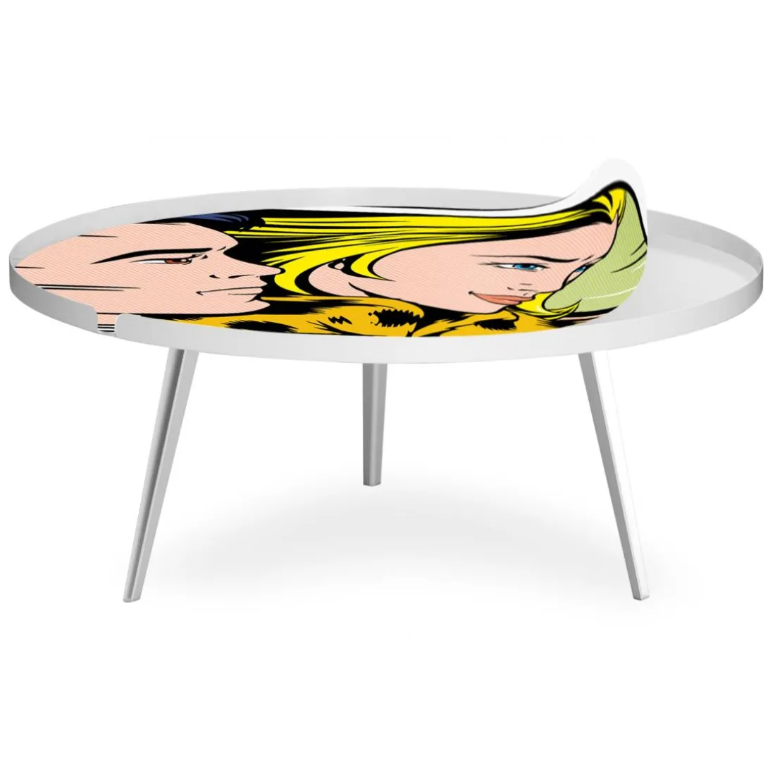Table basse magnétique ronde à rebord Bipolart Métal Blanc avec 1 Top Fast & Furious