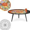 Table basse magnétique ronde à rebord Bipolart Métal Noir avec 2 Tops style Jeux