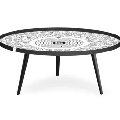 Table basse magnétique ronde à rebord Bipolart Métal Noir avec 2 Tops style Jeux