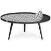 Table basse magnétique ronde à rebord Bipolart Métal Noir avec 1 Top Losanges