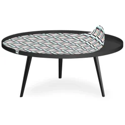 Table basse magnétique ronde à rebord Bipolart Métal Noir avec 1 Top Losanges