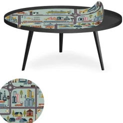 Table basse magnétique ronde à rebord Bipolart Métal Noir avec 1 Top City