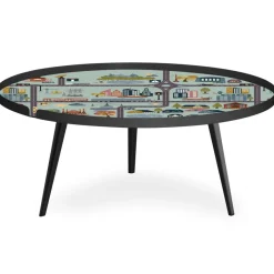 Table basse magnétique ronde à rebord Bipolart Métal Noir avec 1 Top City