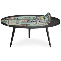 Table basse magnétique ronde à rebord Bipolart Métal Noir avec 1 Top City