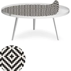 Table basse magnétique ronde à rebord Bipolart Métal Blanc avec 1 Top Motif Contraste