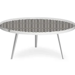 Table basse magnétique ronde à rebord Bipolart Métal Blanc avec 1 Top Motif Contraste