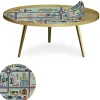 Table basse magnétique ronde à rebord Bipolart Métal Or avec 1 Top City