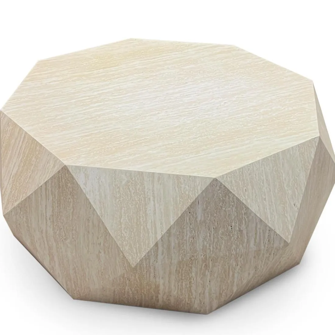 Table basse octogonale Mercury effet Travertin Beige