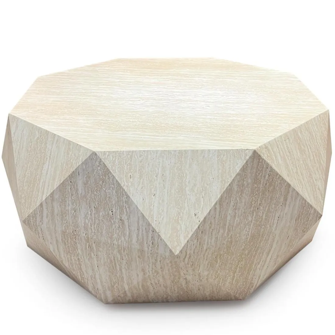 Table basse octogonale Mercury effet Travertin Beige