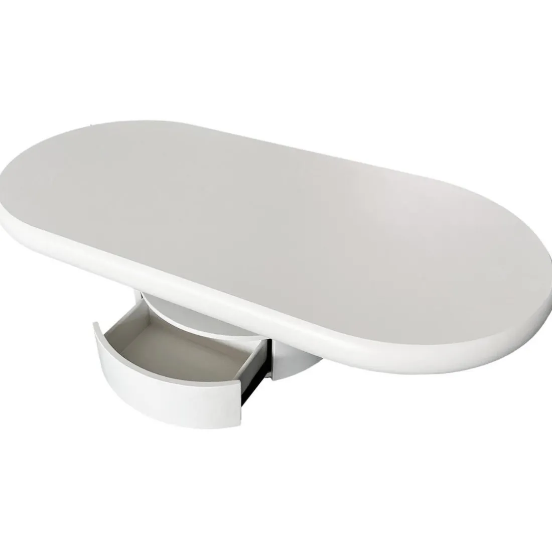 Table basse ovale avec tiroirs Barket Blanc