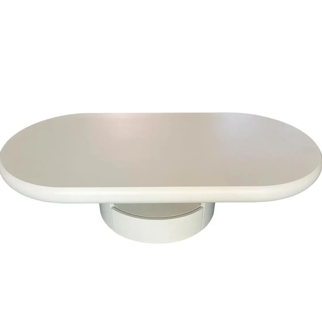Table basse ovale avec tiroirs Barket Crème