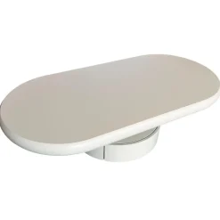 Table basse ovale avec tiroirs Barket Crème