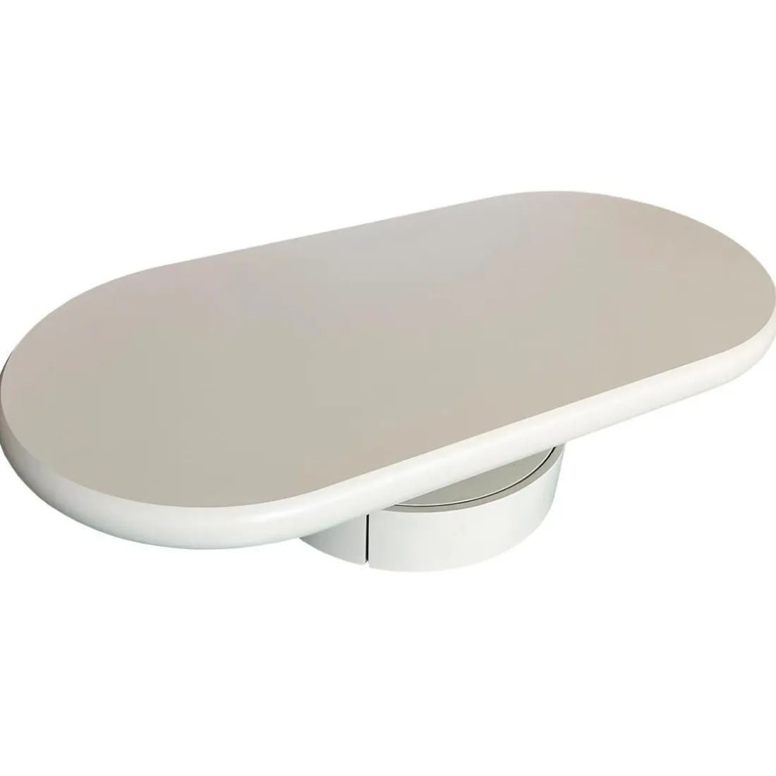 Table basse ovale avec tiroirs Barket Crème