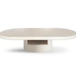 Table basse ovale avec tiroirs Barket Crème