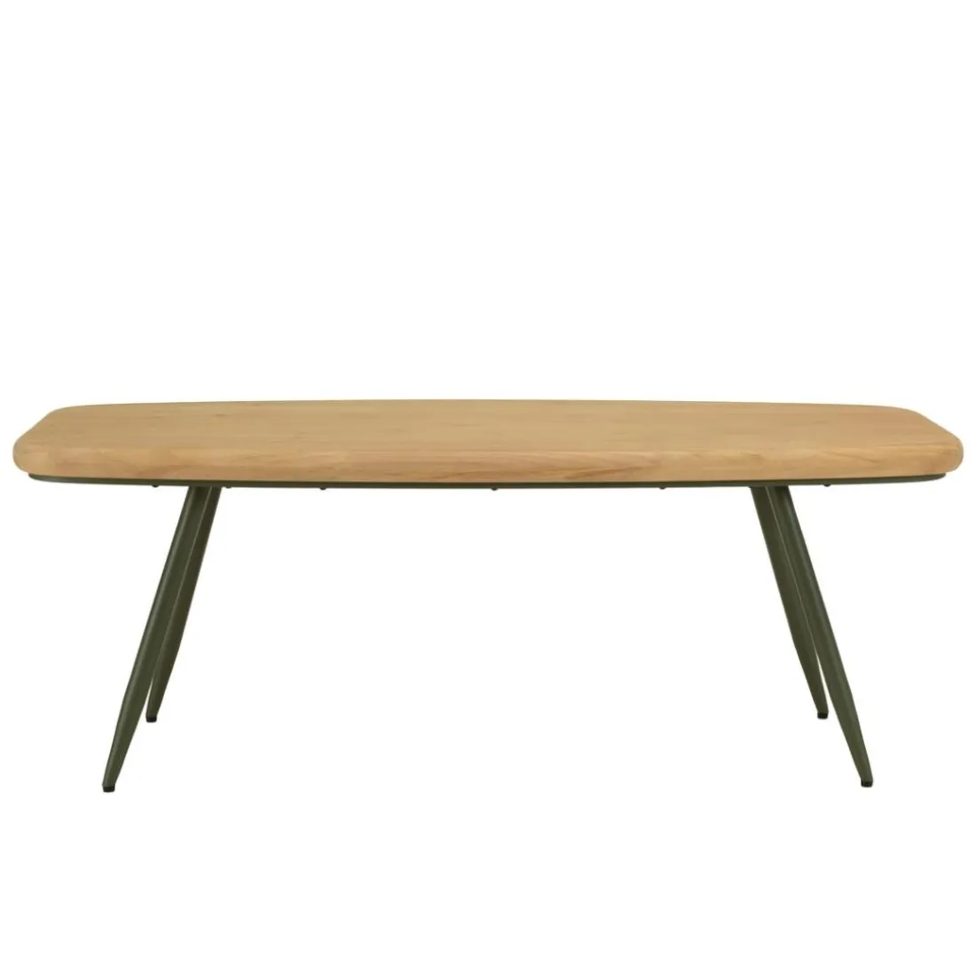 Table basse plateau en pin pieds scandinaves métal vert HELENA