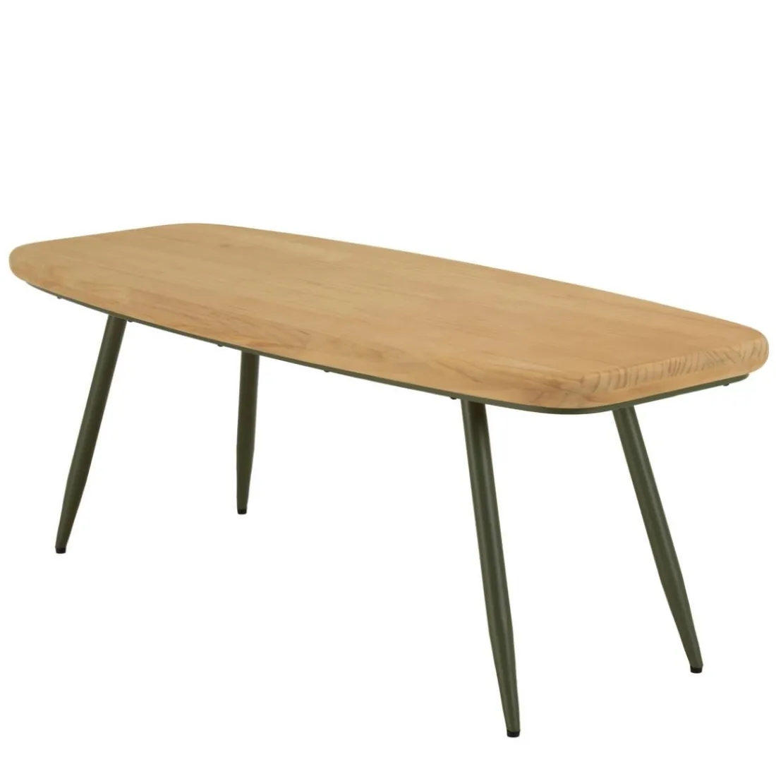 Table basse plateau en pin pieds scandinaves métal vert HELENA