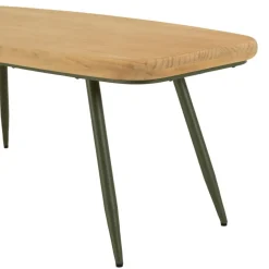 Table basse plateau en pin pieds scandinaves métal vert HELENA