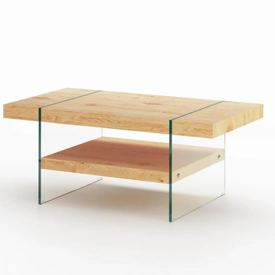 Table Basse Rectangulaire en Verre et contreplaqué MELIO