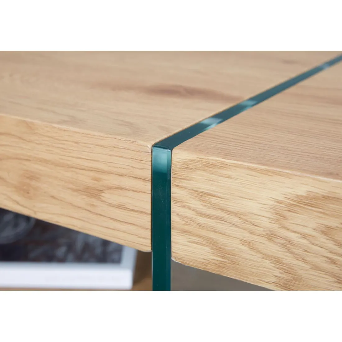Table Basse Rectangulaire en Verre et contreplaqué MELIO