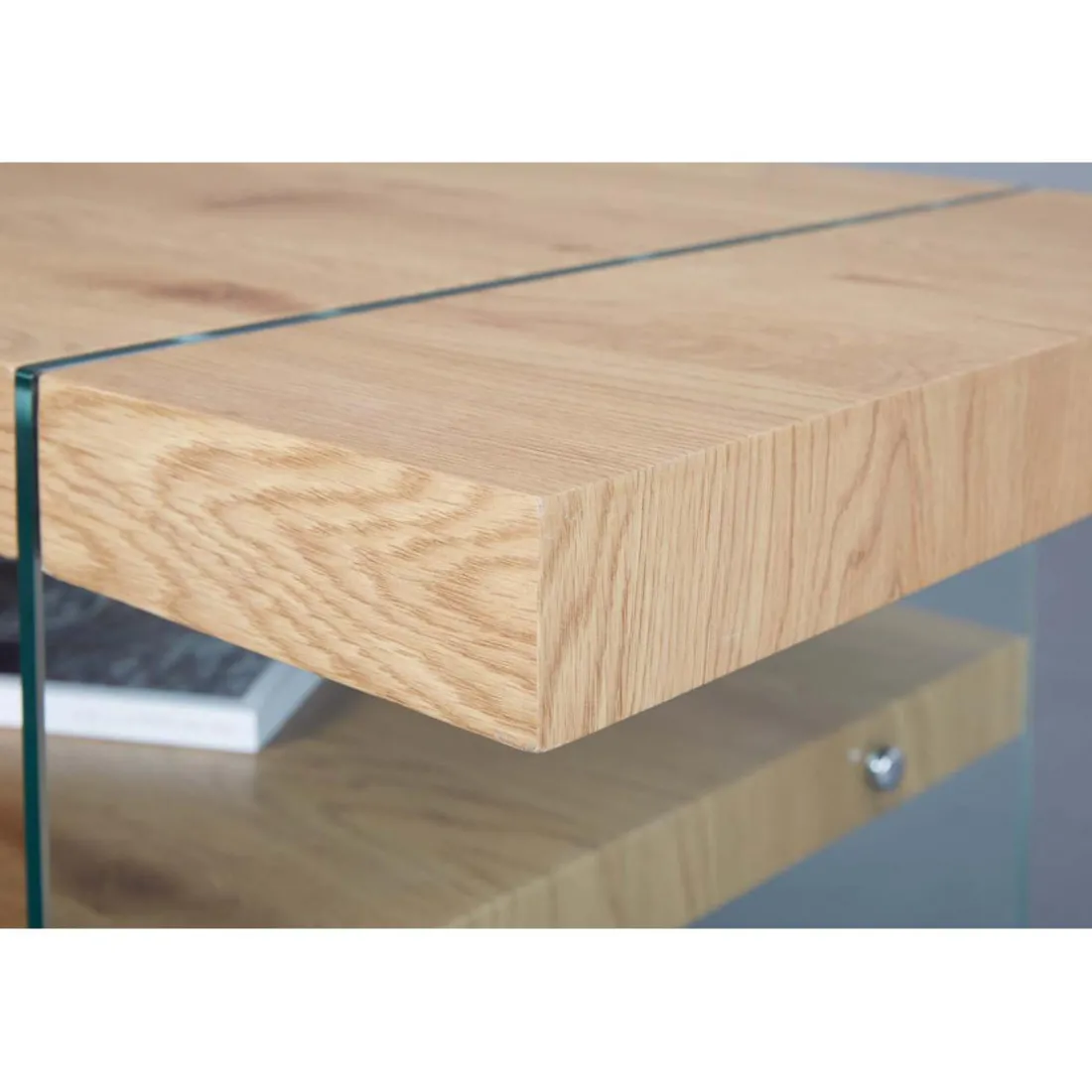 Table Basse Rectangulaire en Verre et contreplaqué MELIO