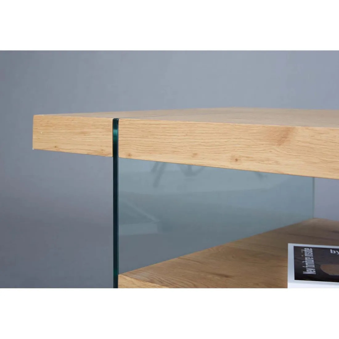 Table Basse Rectangulaire en Verre et contreplaqué MELIO