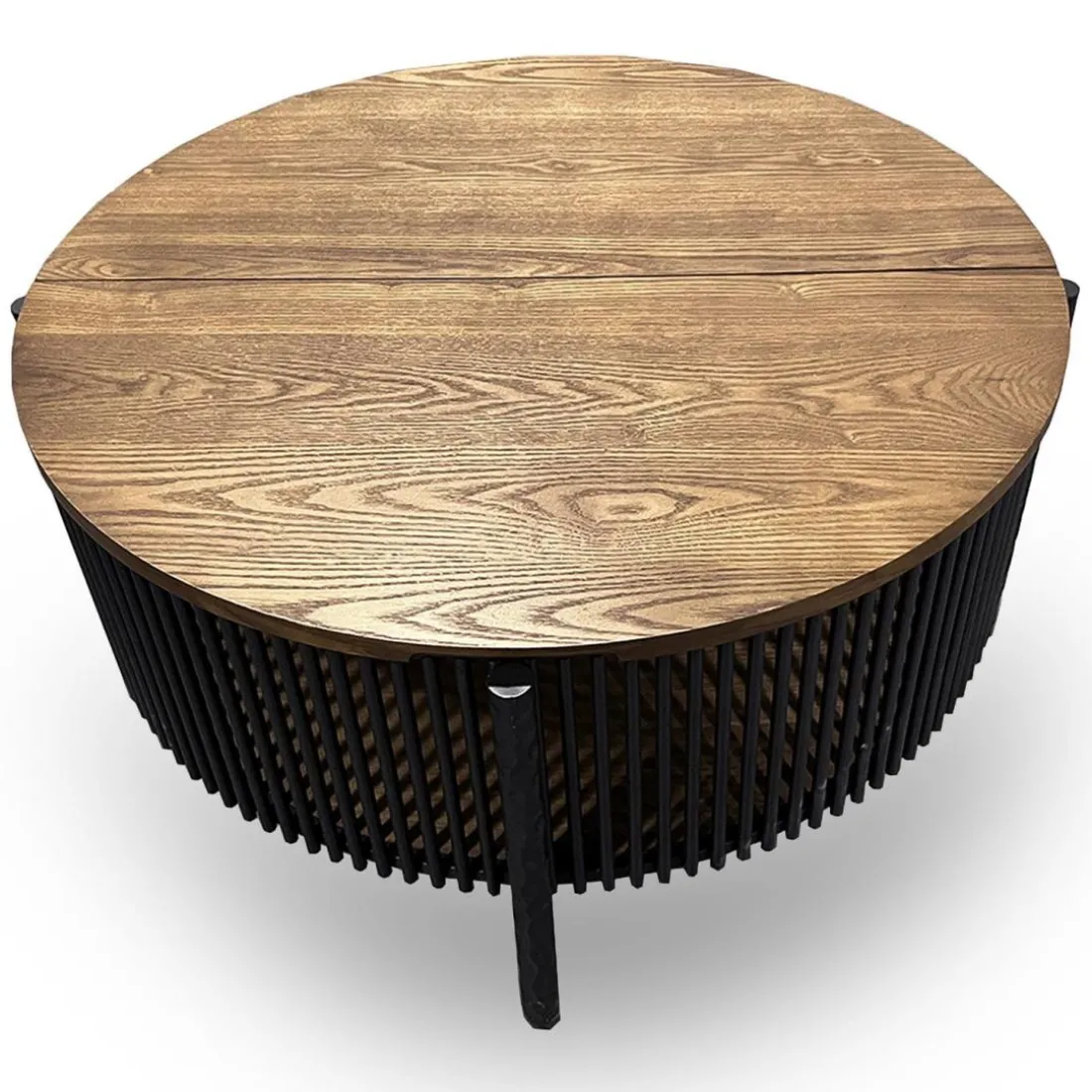 Table basse ronde avec rangement Curcuma Bois et Métal mareté Noir