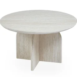 Table basse ronde élégante Calyptus Effet travertin Beige