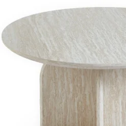 Table basse ronde élégante Calyptus Effet travertin Beige