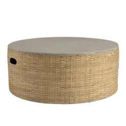 Table basse ronde plateau en béton socle en bambou naturel HECTOR