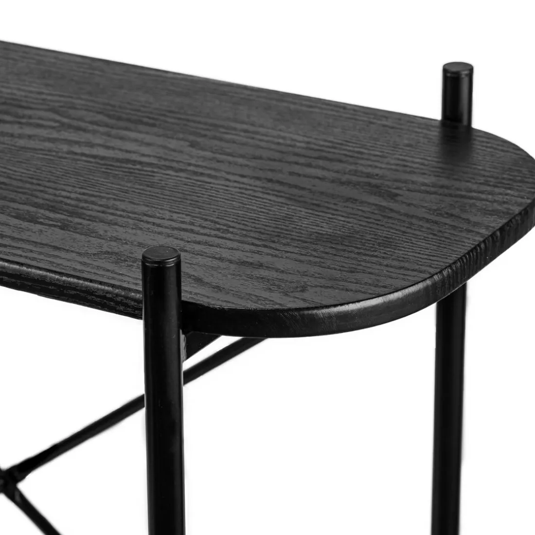 Table console design industriel en bois Noir