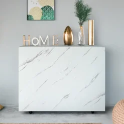 Table console extensible Nefertiti Effet marbre blanc