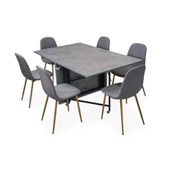 Table console extensible Nefertiti Effet béton ciré gris