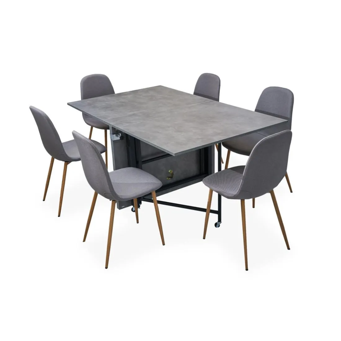 Table console extensible Nefertiti Effet béton ciré gris