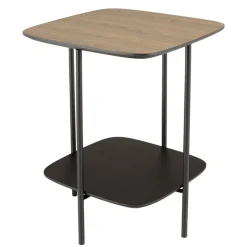 Table d'appoint 2 plateaux bi-matière pieds métal JULIA