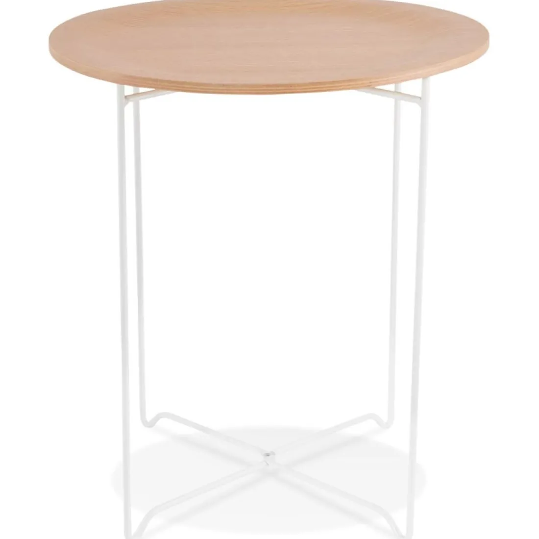 Table d'appoint design 'TSUNAMI' blanc en bois et métal
