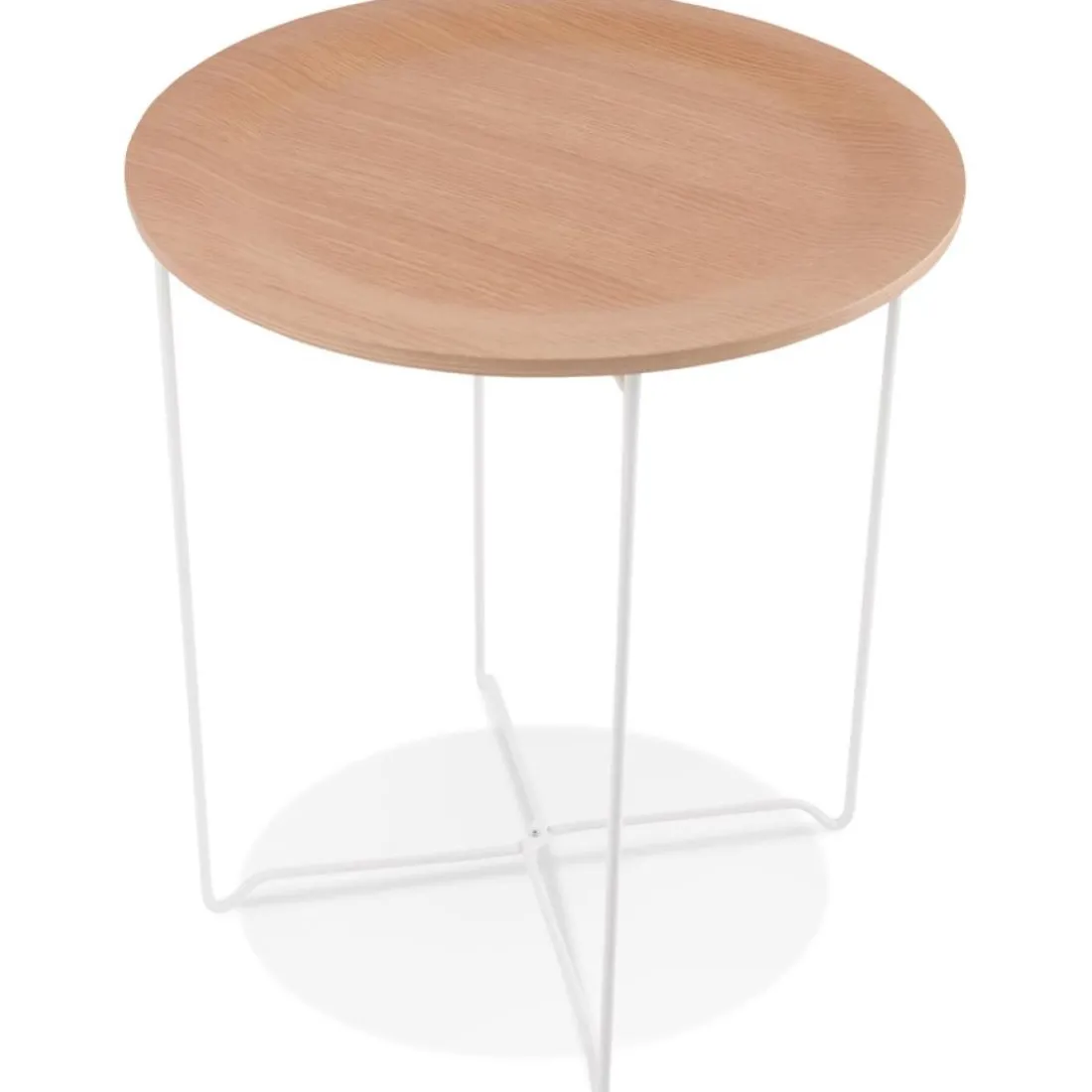 Table d'appoint design 'TSUNAMI' blanc en bois et métal