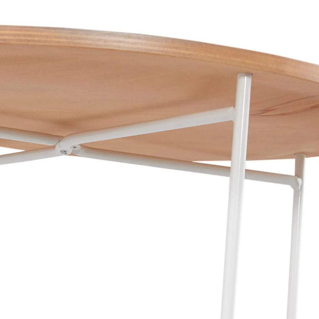 Table d'appoint design 'TSUNAMI' blanc en bois et métal
