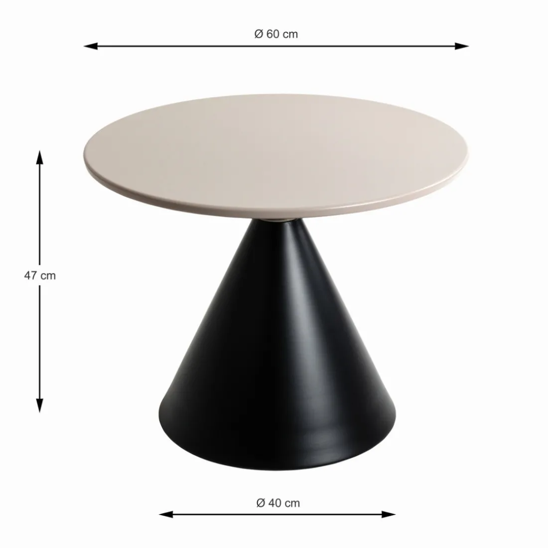 Table d'Appoint en métal noir tablette peint par poudrage en gris cachemire