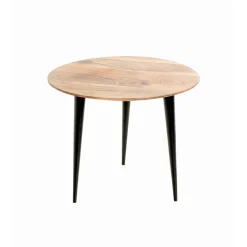 Table d'appoint en tube d'acier plateau en bois massif