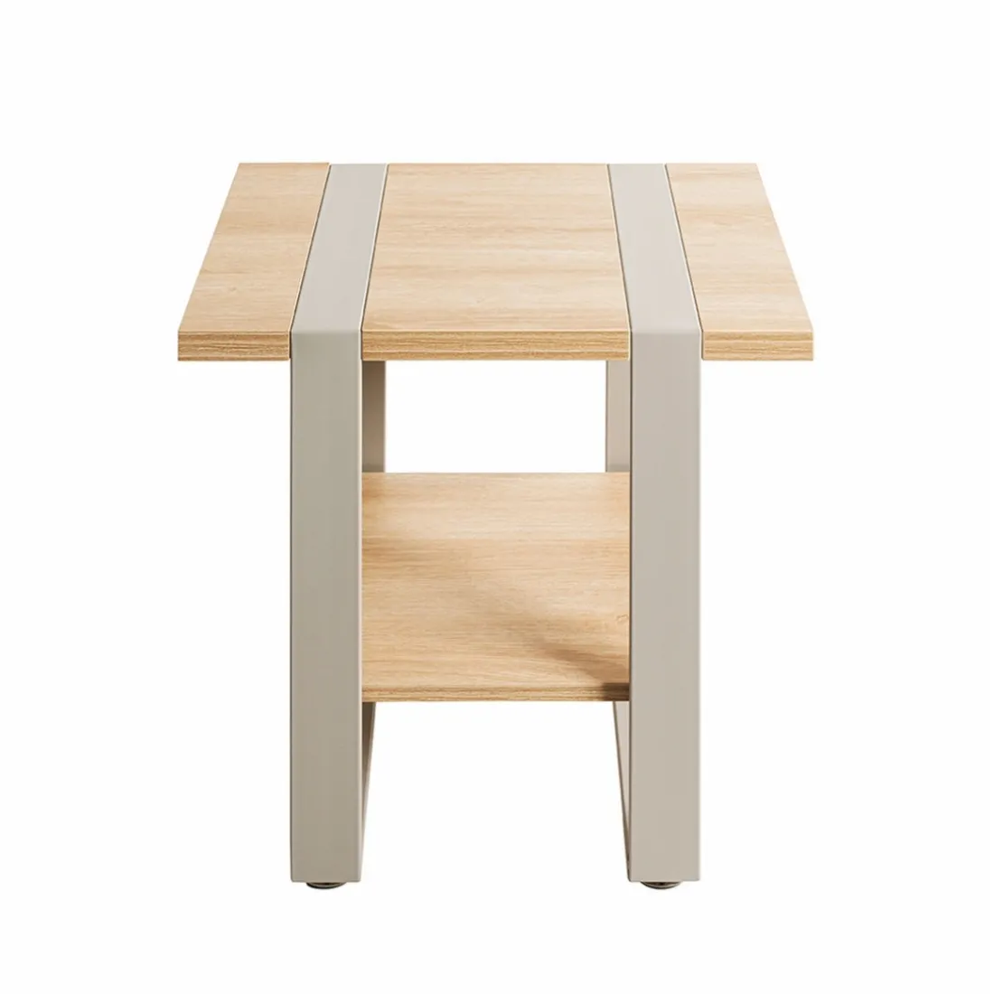 Table d'appoint en tube d'acier en gris cachemire étagères en panneau de particules