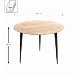 Table d’appoint en tube d'acier plateau en bois massif d'acacia