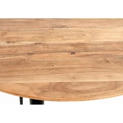 Table d’appoint en tube d'acier plateau en bois massif d'acacia