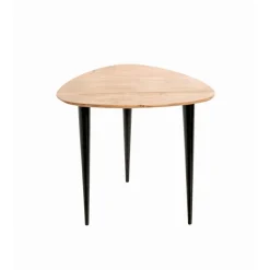 Table d’appoint en tube d'acier plateau en bois massif d'acacia naturel
