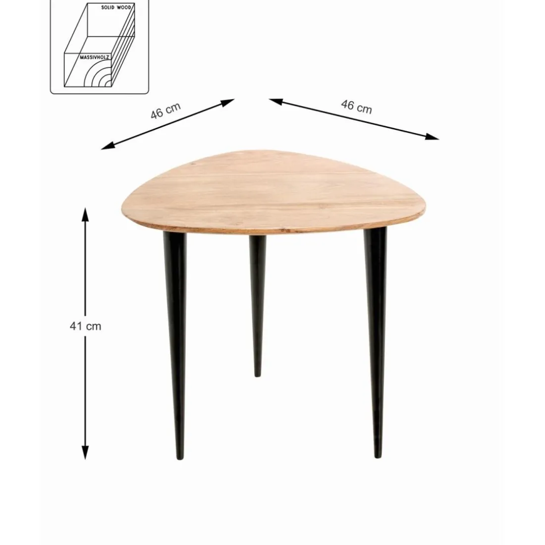 Table d’appoint en tube d'acier plateau en bois massif d'acacia naturel