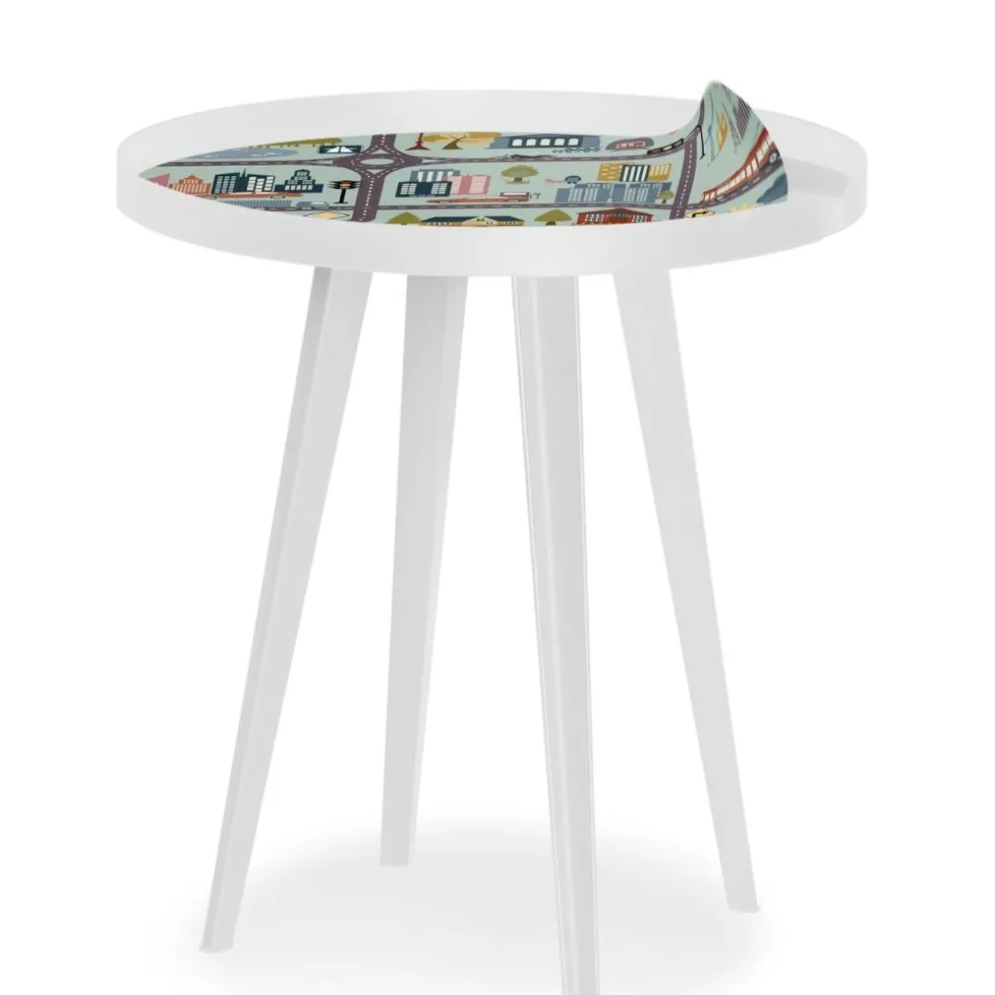 Table d'appoint magnétique ronde à rebord Bipolart Métal Blanc avec 3 Tops style Kid