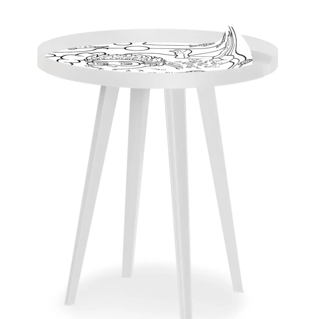 Table d'appoint magnétique ronde à rebord Bipolart Métal Blanc avec 3 Tops style Kid