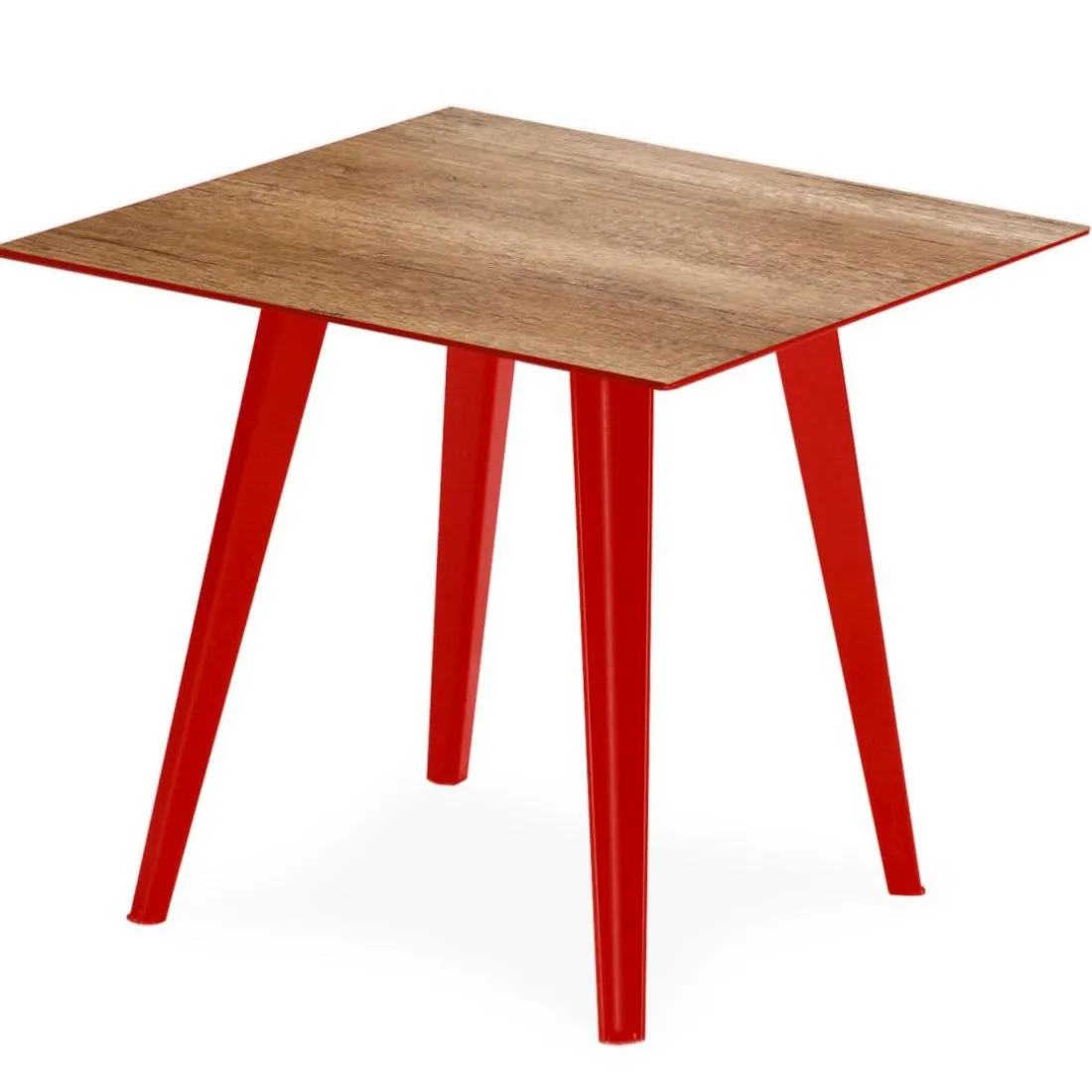 Table d'appoint magnétique carrée Bipolart Métal Rouge avec 3 Tops style Natural