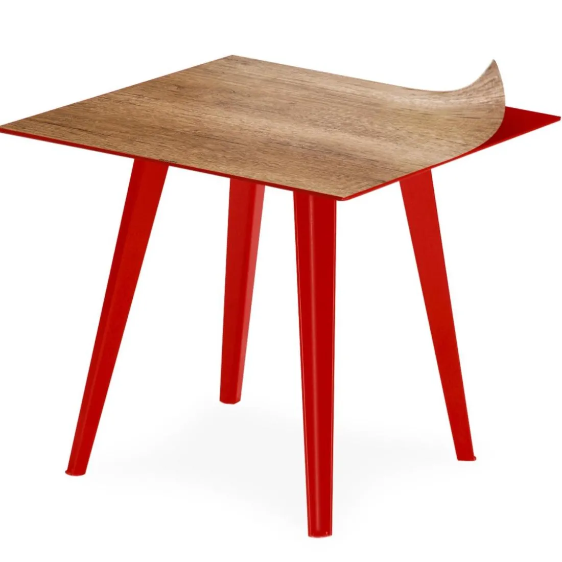 Table d'appoint magnétique carrée Bipolart Métal Rouge avec 3 Tops style Natural